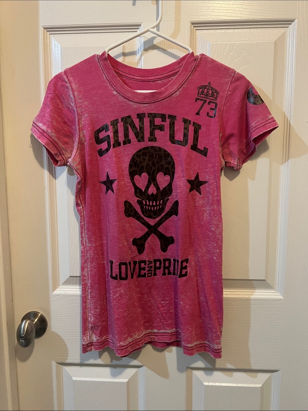 Sinful Pink Short Sleeve Graphic Skull Tee